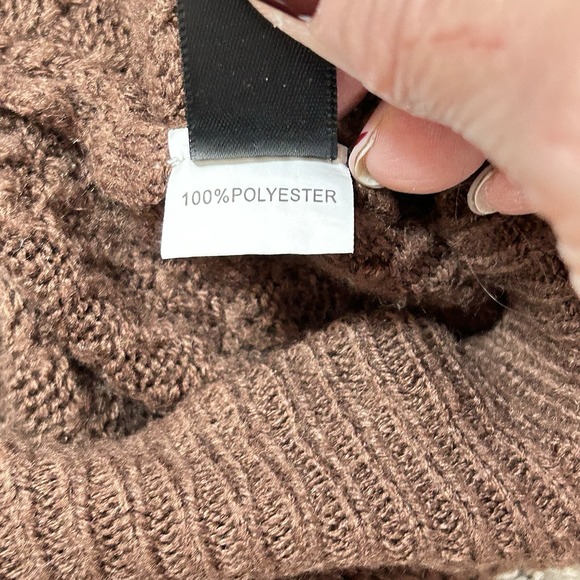 Women's Color Block Mock Neck Sweater - Size MEDIUM - Rust Cream Brown - Picture 7 of 7